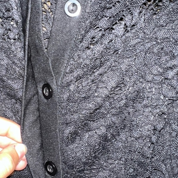 MIUSOL Lace Dress S Black Button Up Collar Belted Formal Boho Whimsigoth Witchy - Picture 5 of 11